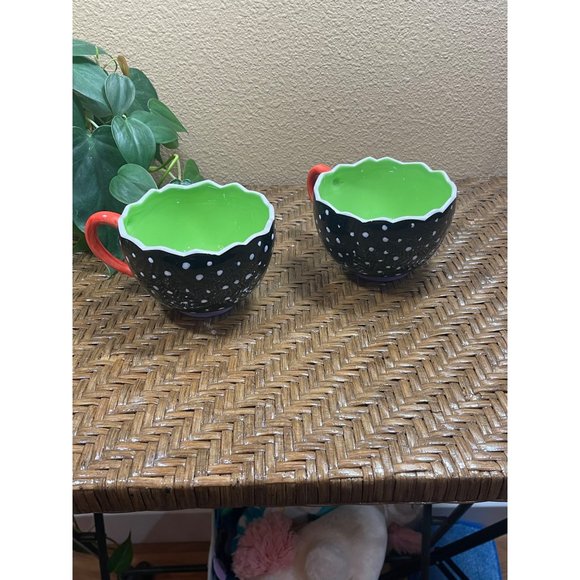 Dept 56 Polka Dot Wavy Edge Cup Bundle Of 2 - Picture 1 of 7